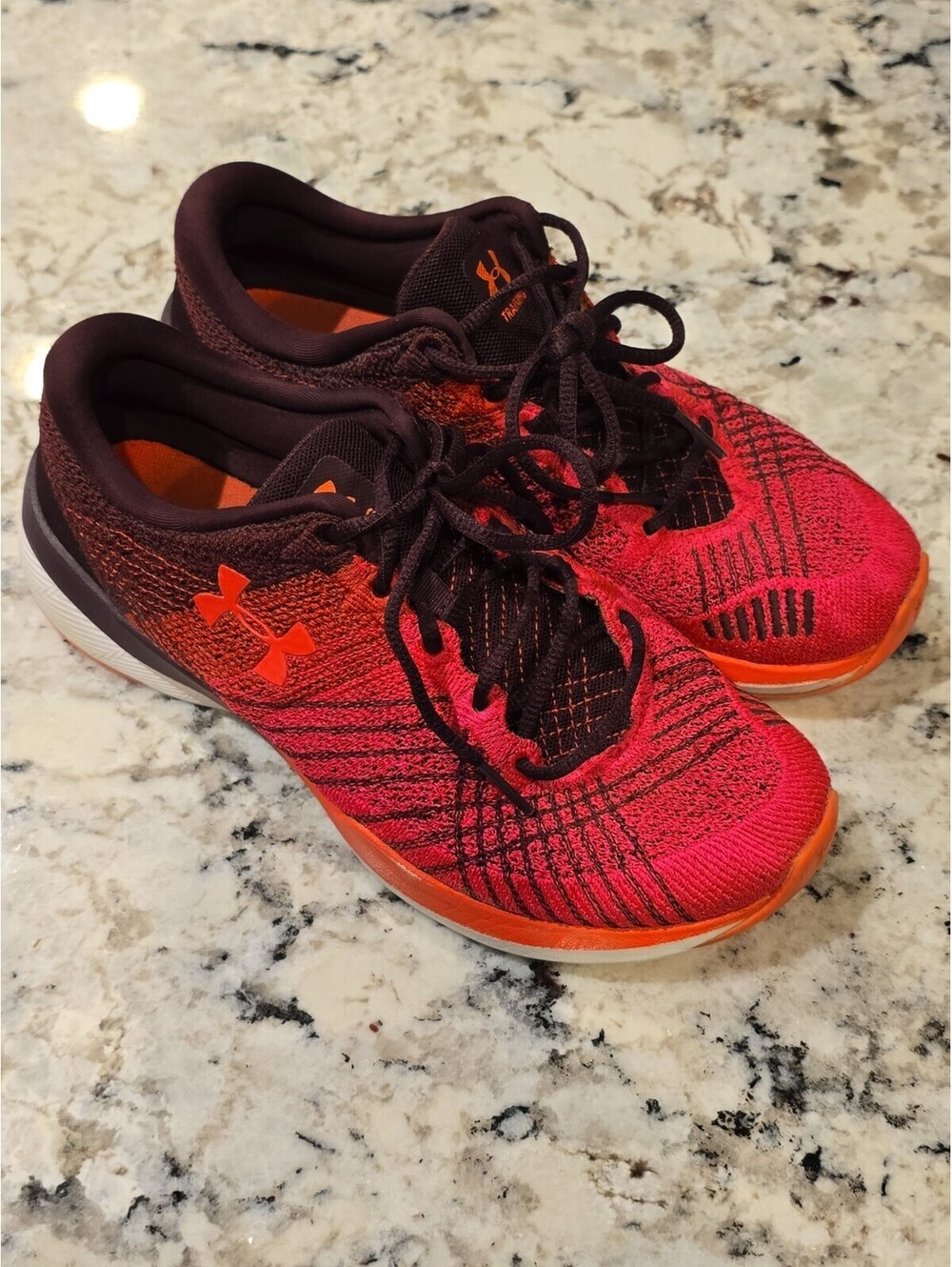 Under Armour Threadborne Push TR Womens Running Training Shoes Pink Red Sz 7